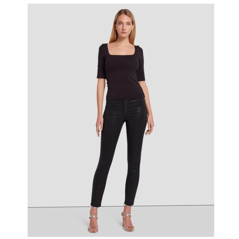7 For All Mankind B(AIR)‎ HIGH WAIST ANKLE SKINNY IN COATED BLACK